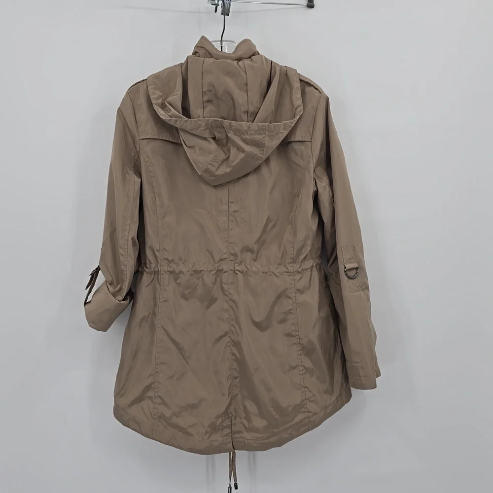 Michael Kors Full Zip Hooded Trench Coat Beige Size S